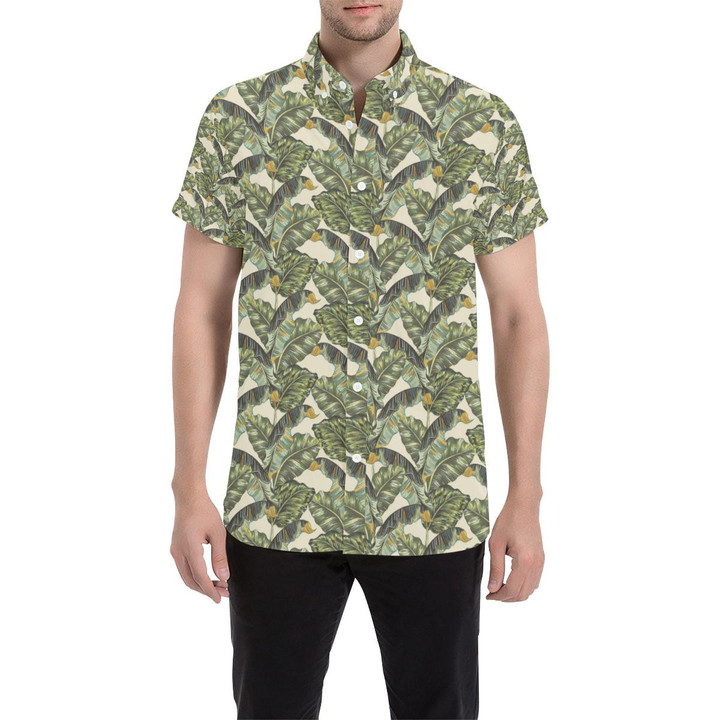 Banana Leaf Pattern Print Design 04 3d Men's Button Up Shirt