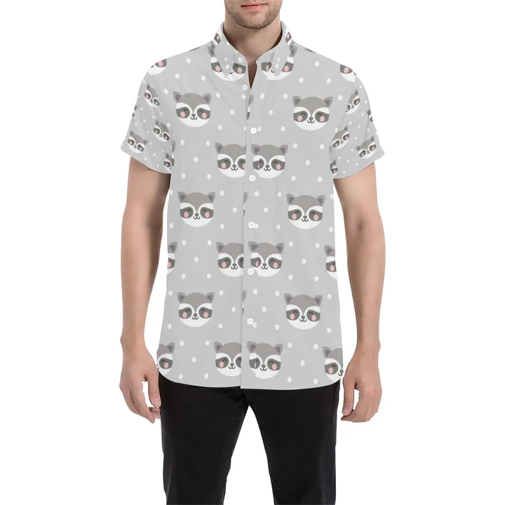 Raccoon Pattern Print Design A04 3d Men's Button Up Shirt