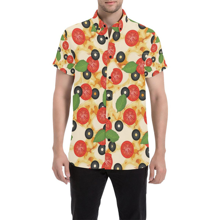 Pizza Pattern Print Design A05 3d Men's Button Up Shirt