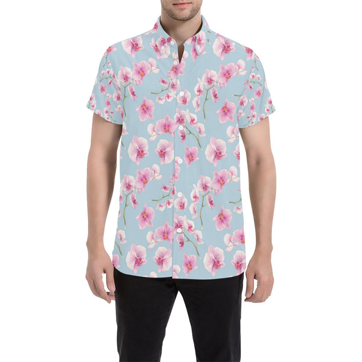 Orchid Pattern Print Design A01 3d Men's Button Up Shirt
