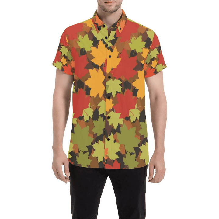 Maple Leaf Pattern Print Design 05 3d Men's Button Up Shirt
