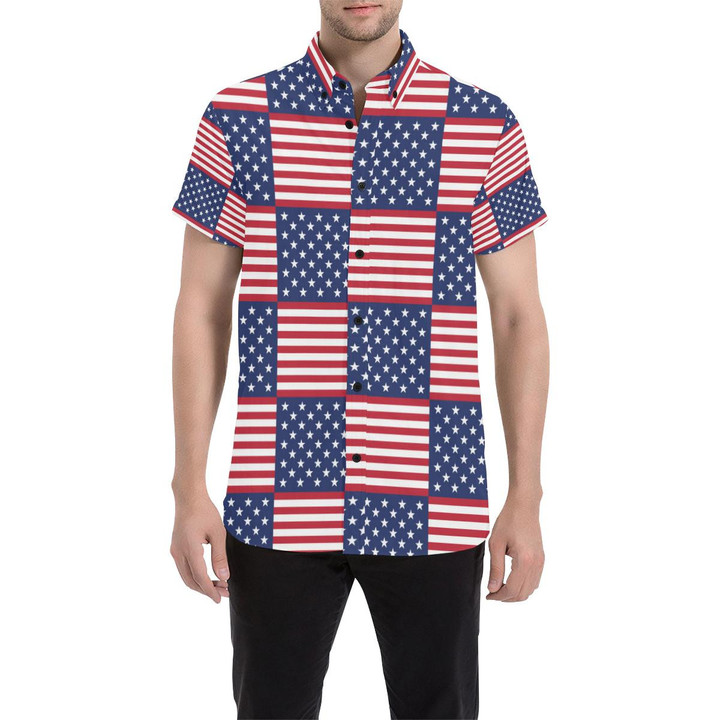 Patriotic Us Flag Pattern Print Design A03 3d Men's Button Up Shirt