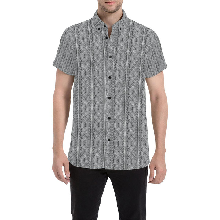 Cable Knit Pattern Print Design 01 3d Men's Button Up Shirt