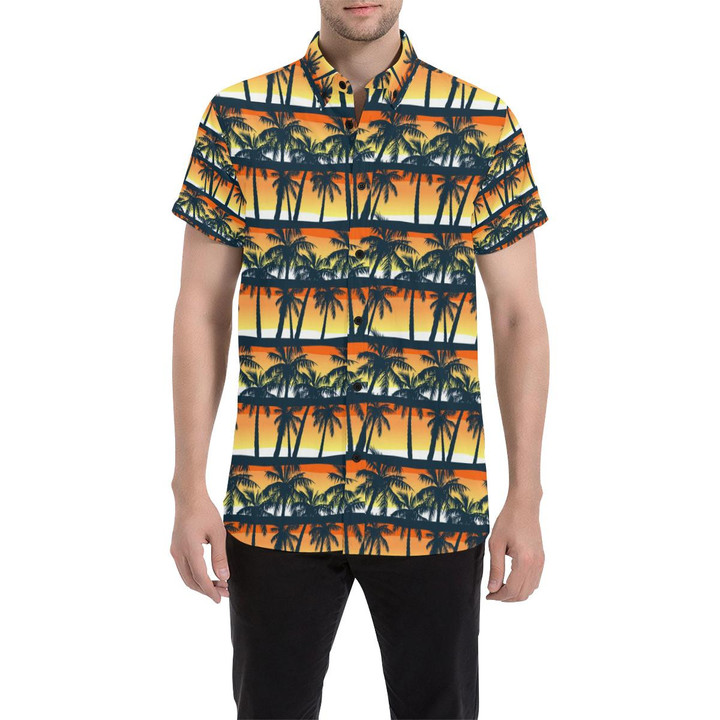 Palm Tree Pattern Print Design Pt011 3d Men's Button Up Shirt