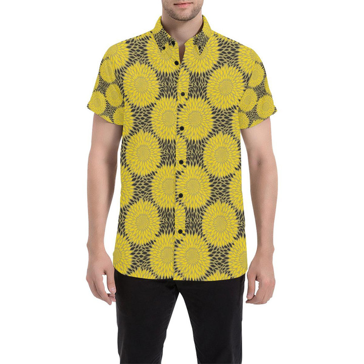 Sunflower Pattern Print Design Sf06 3d Men's Button Up Shirt
