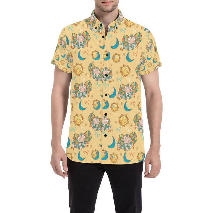 Aries Zodiac Pattern Print Design 03 3d Men's Button Up Shirt