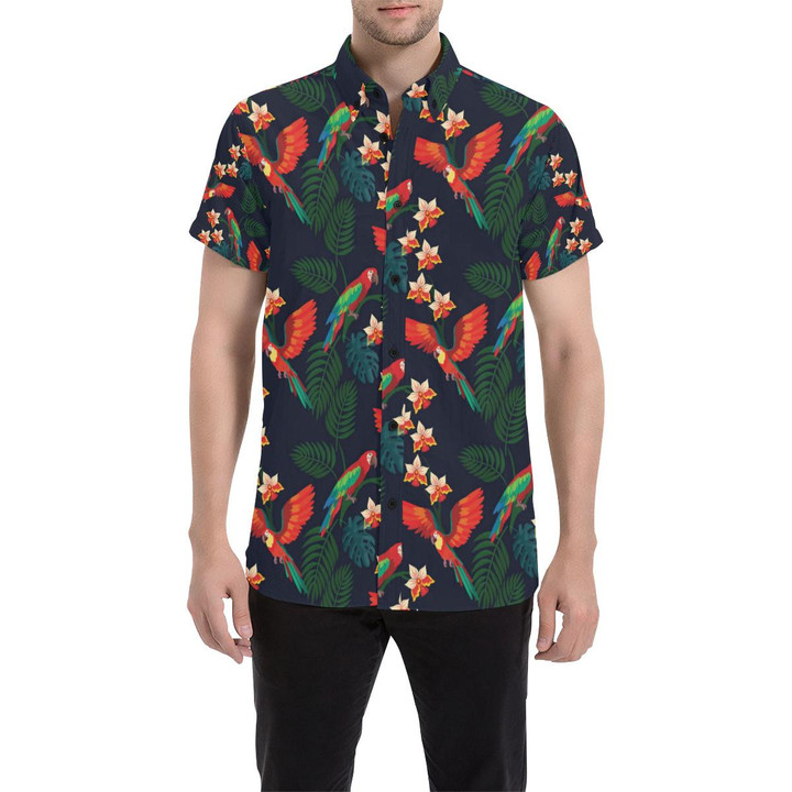 Macaw Pattern Print Design 02 3d Men's Button Up Shirt