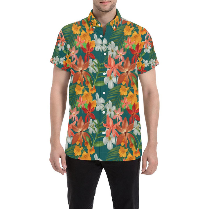 Amaryllis Pattern Print Design Al06 3d Men's Button Up Shirt