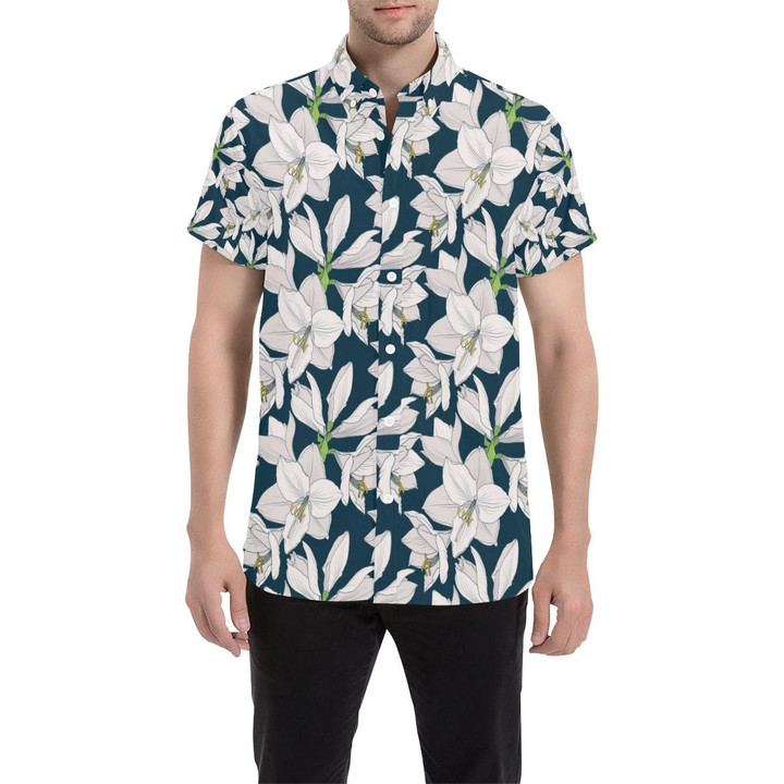 Amaryllis Pattern Print Design 01 3d Men's Button Up Shirt