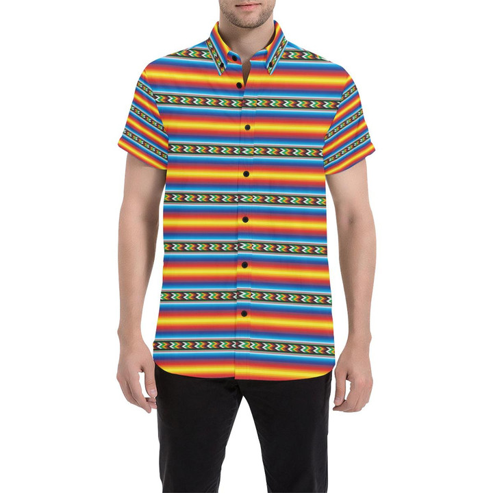 Mexican Blanket Zigzag Print Pattern 3d Men's Button Up Shirt