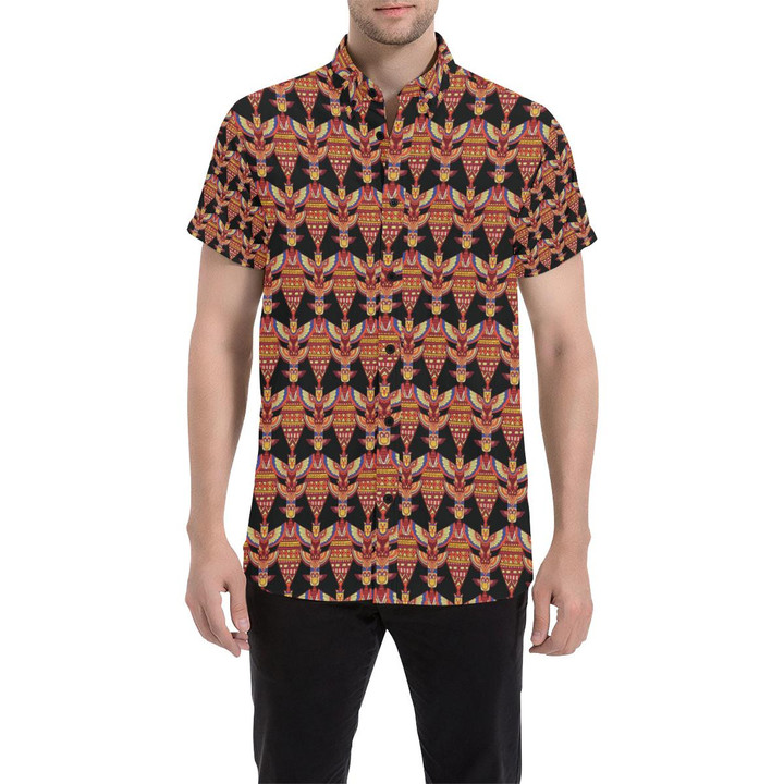Totem Pole Print 3d Men's Button Up Shirt