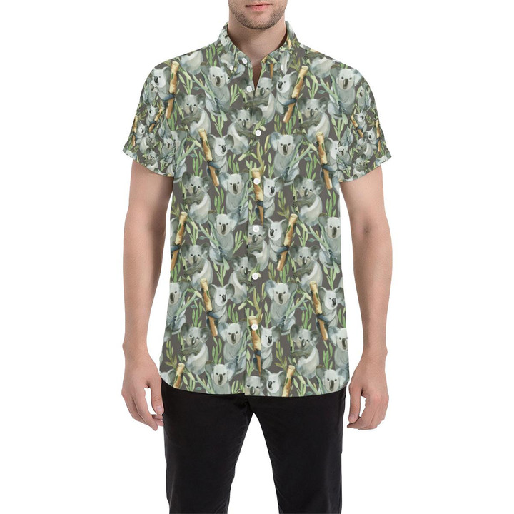 Koala Pattern Design Print 3d Men's Button Up Shirt