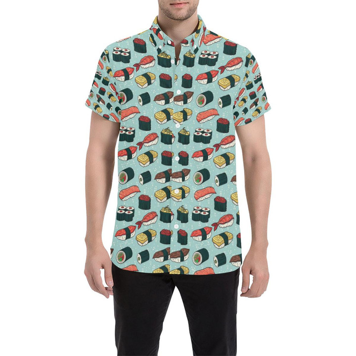 Sushi Pattern Design 3d Men's Button Up Shirt