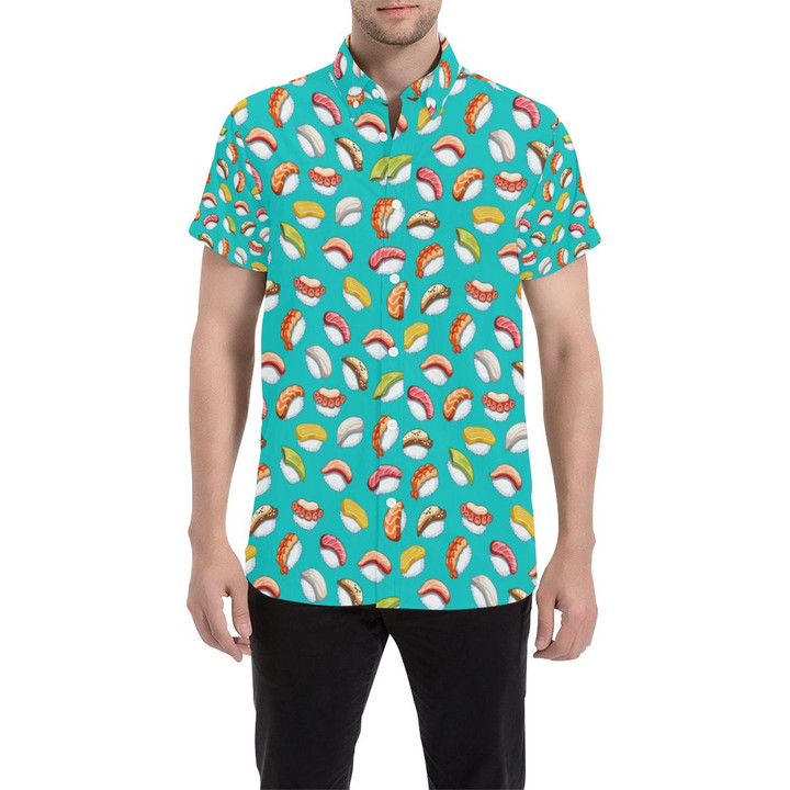 Sushi Themed Print 3d Men's Button Up Shirt