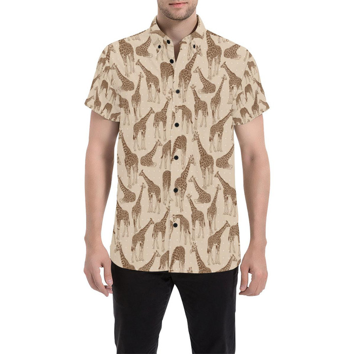 Giraffe Pattern Design Print 3d Men's Button Up Shirt
