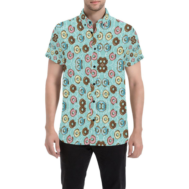 Emoji Donut Print Pattern 3d Men's Button Up Shirt