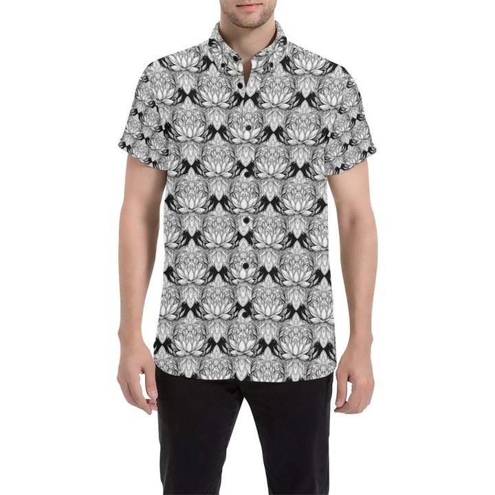 Lotus Mandala Print Pattern 3d Men's Button Up Shirt