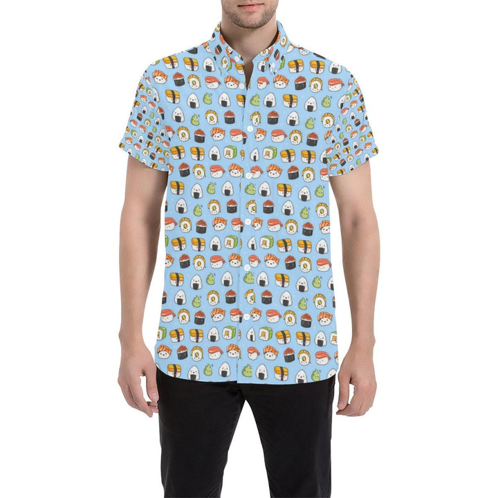Sushi Cartoon Design 3d Men's Button Up Shirt