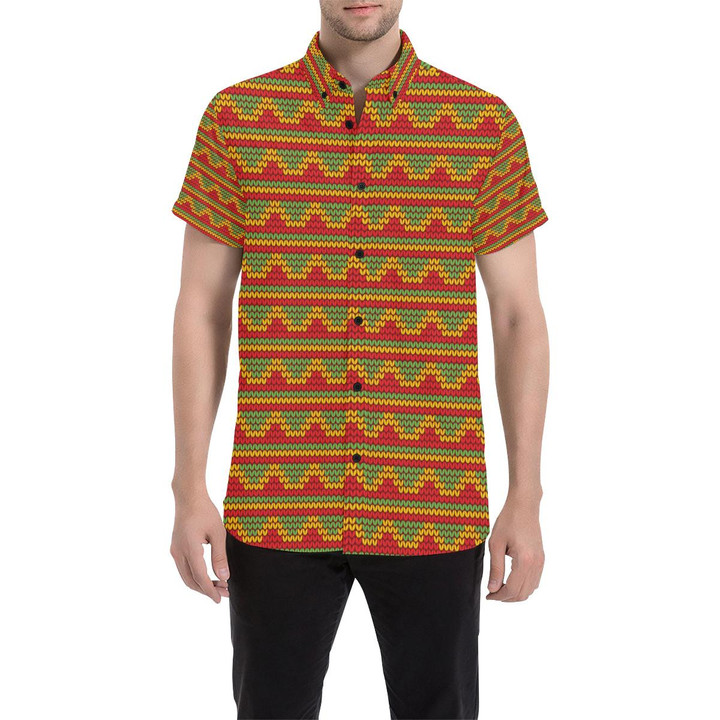 Rasta Reggae Color Print 3d Men's Button Up Shirt
