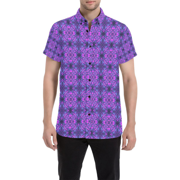 Kaleidoscope Pattern Print Design 3d Men's Button Up Shirt
