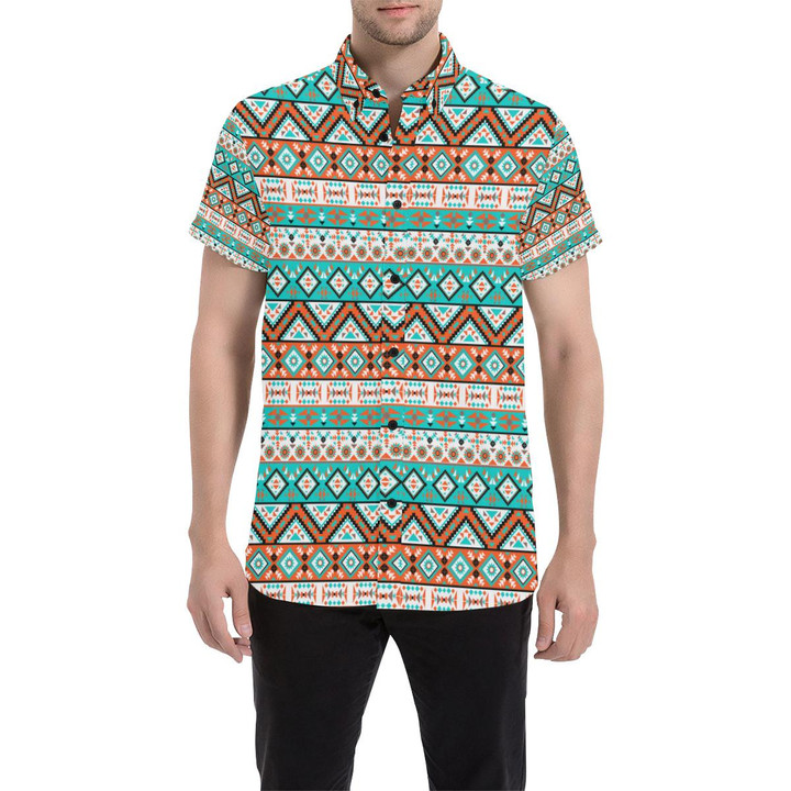 Navajo Style Print Pattern 3d Men's Button Up Shirt