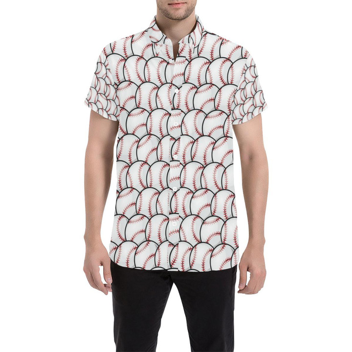 Baseball Pattern 3d Men's Button Up Shirt
