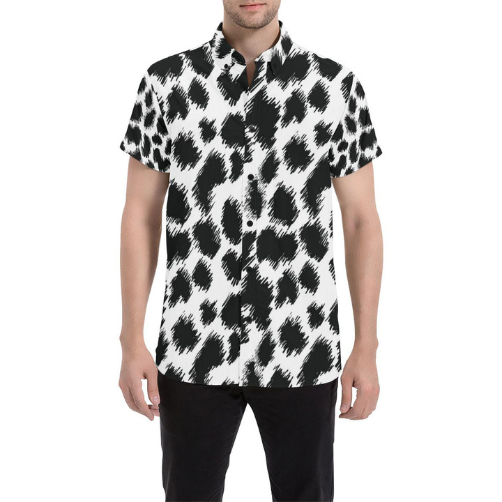 Cheetah Black Print Pattern 3d Men's Button Up Shirt