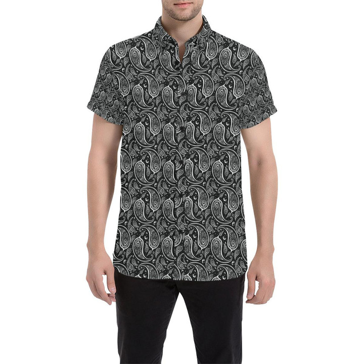 Paisley Black Design Print 3d Men's Button Up Shirt