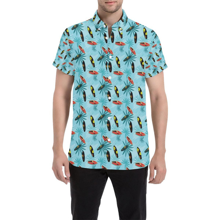Surfboard Themed Pattern 3d Men's Button Up Shirt