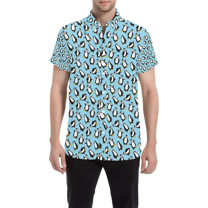 Penguin Happy Print 3d Men's Button Up Shirt