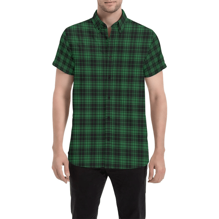 Green Tartan Plaid Pattern 3d Men's Button Up Shirt