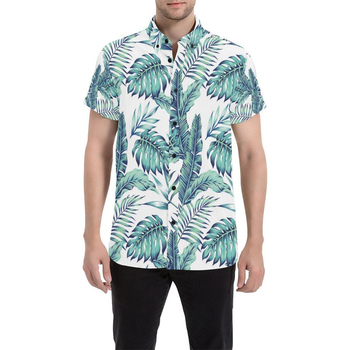 Pattern Tropical Palm Leaves 3d Men's Button Up Shirt