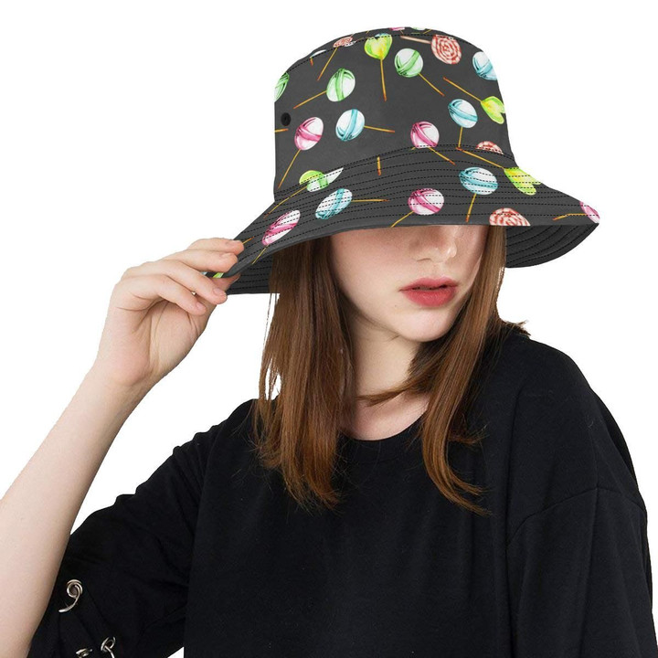 Colorful Lollipop Pattern Print Design Unisex Bucket Hat