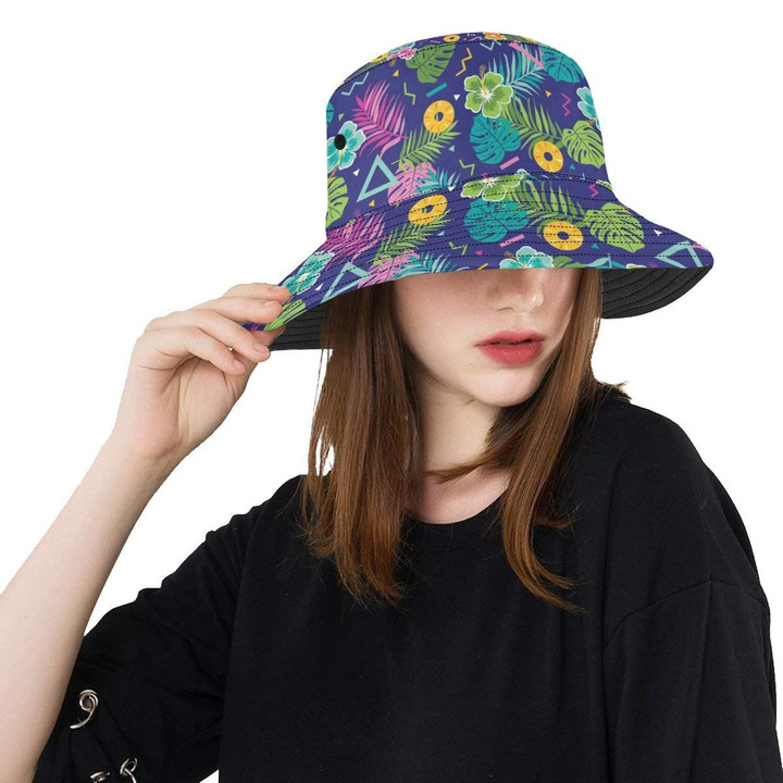 Hawaiian Themed Pattern Light Purple Skin Unisex Bucket Hat