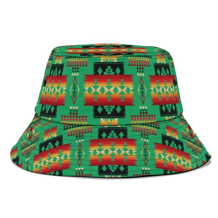 Green Brocade Tribe Pattern Cool Bucket Hat