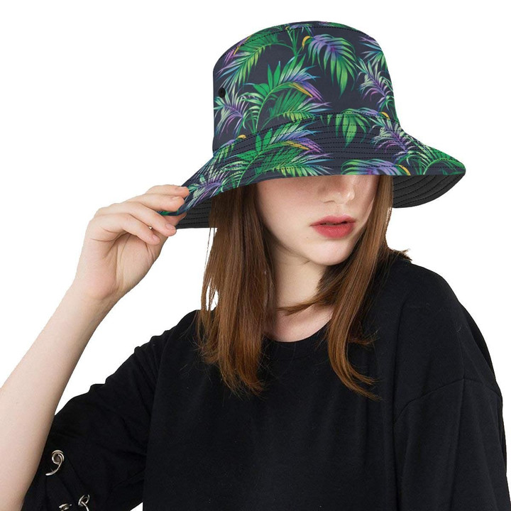 Palm Leaves Pattern Print Design Unisex Bucket Hat