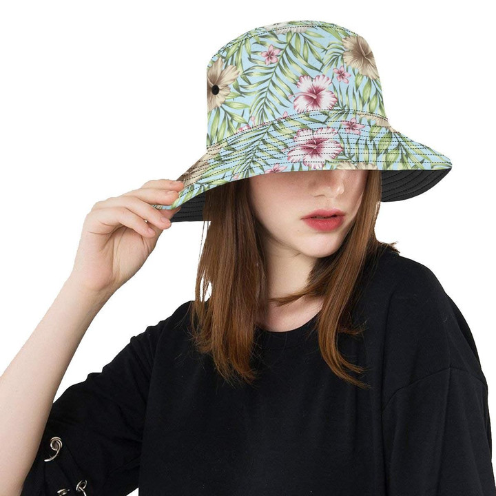 Tropical Flower Pattern Print Unisex Bucket Hat