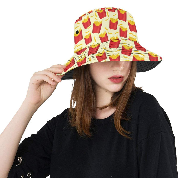 Red French Fries Pattern Theme Unisex Bucket Hat