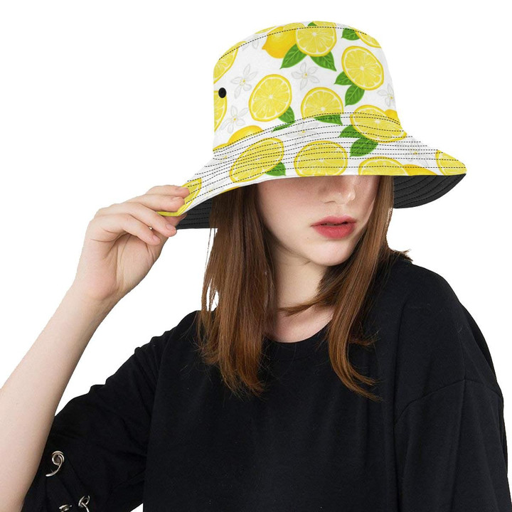 Lemon Flower Design Pattern Unisex Bucket Hat