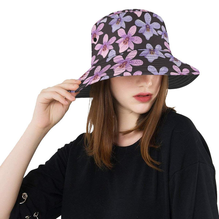 Orchid Pattern Print Design Unisex Bucket Hat
