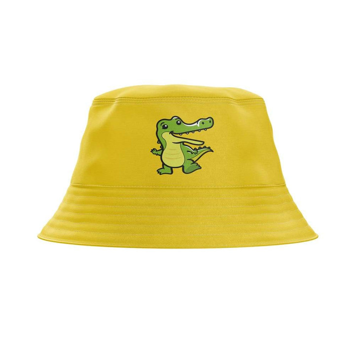 Snappy Crocodile Yellow Background Unisex Bucket Hat