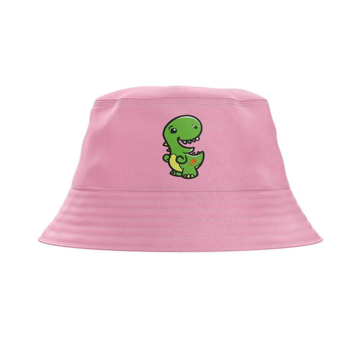 Roar Dinosaur Pink Background Unisex Bucket Hat