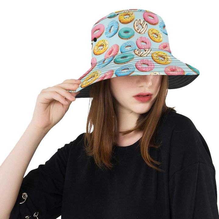 Colorful Donut Pattern Print Design Unisex Bucket Hat
