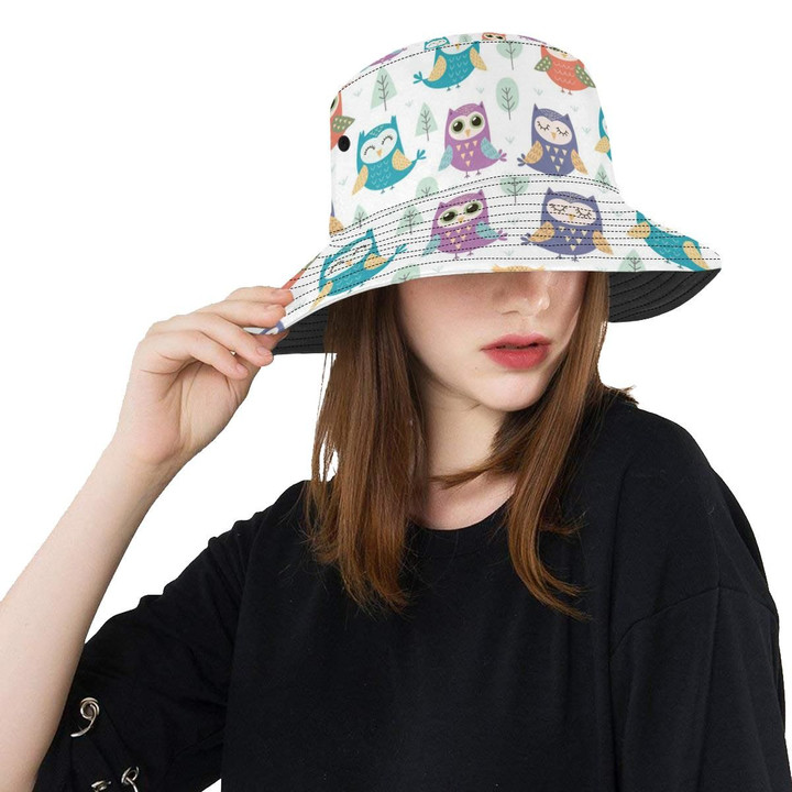 Cute Owl Design Pattern Unisex Bucket Hat