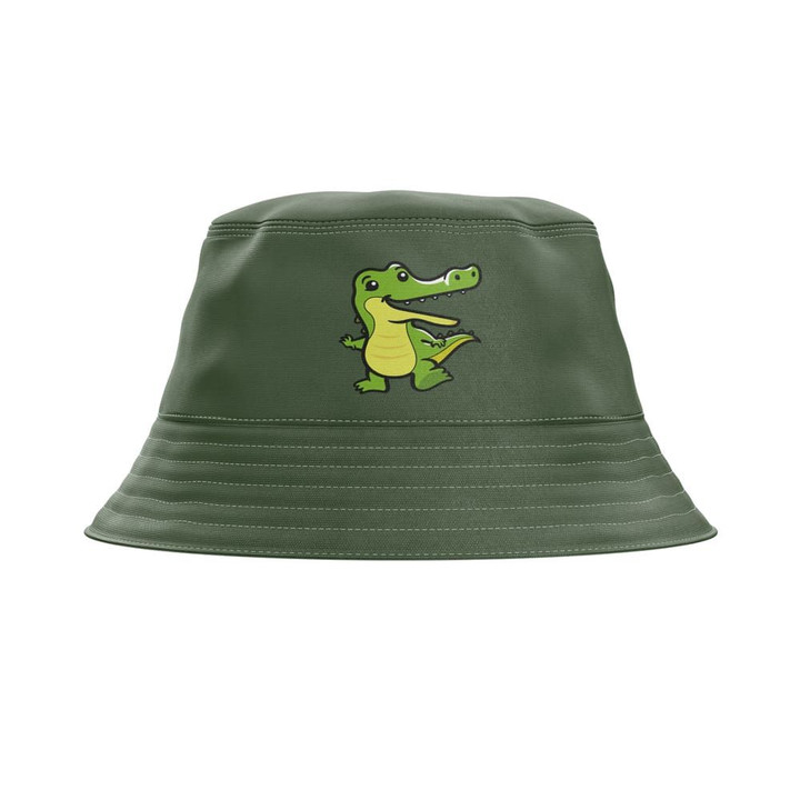 Snappy Crocodile Olive Green Unisex Bucket Hat