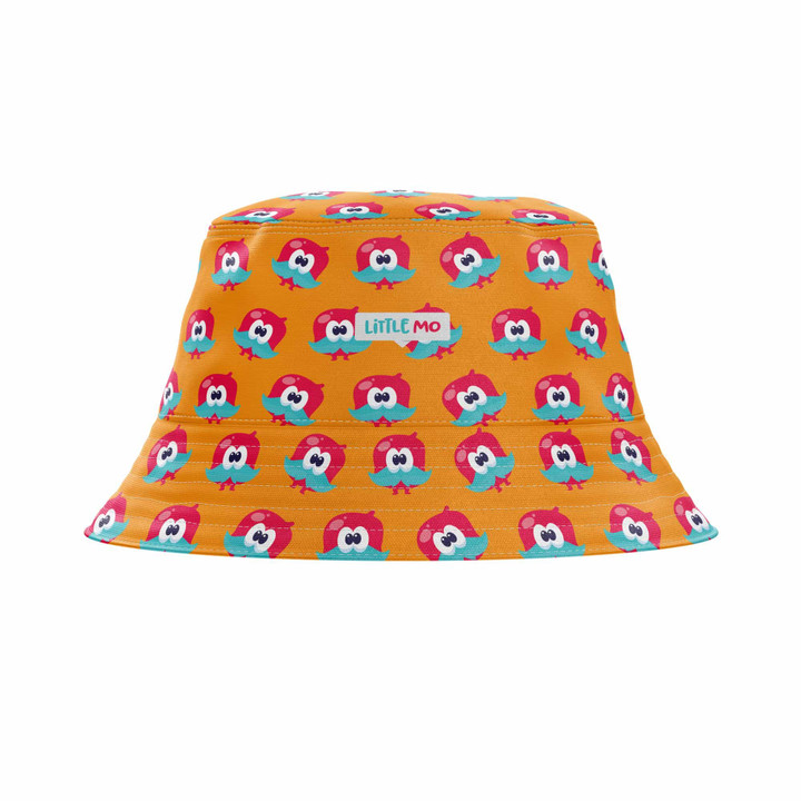Little Mo Pattern Orange Background Bucket Hat