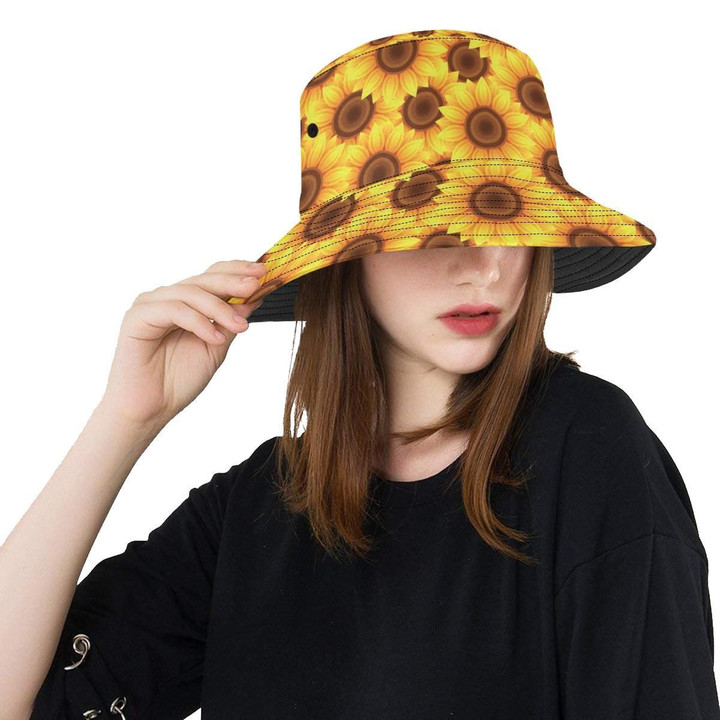 Big Sunflower Pattern Print Design Unisex Bucket Hat