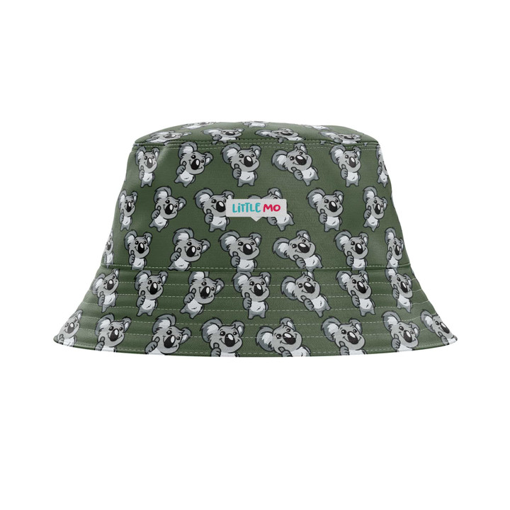 G'day Koala Pattern Olive Green Background Bucket Hat