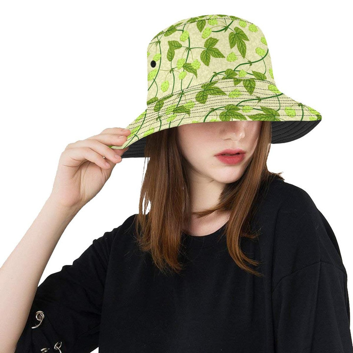 Hop Theme Pattern Cream Skin Unisex Bucket Hat