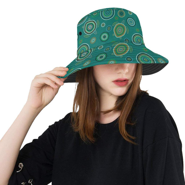 Sea Turtle Aboriginal Design Pattern Unisex Bucket Hat